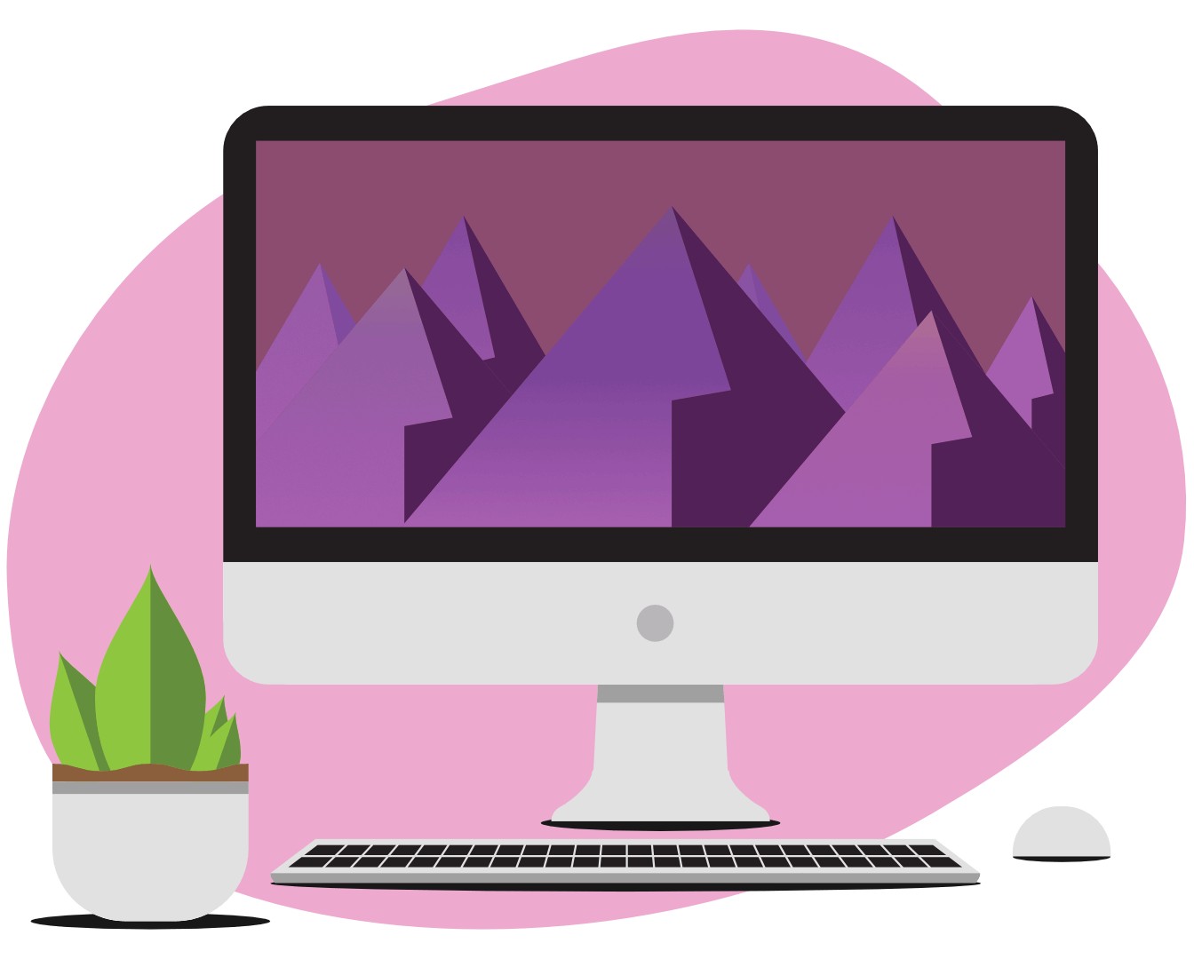 vector graphic of desktop with finished website