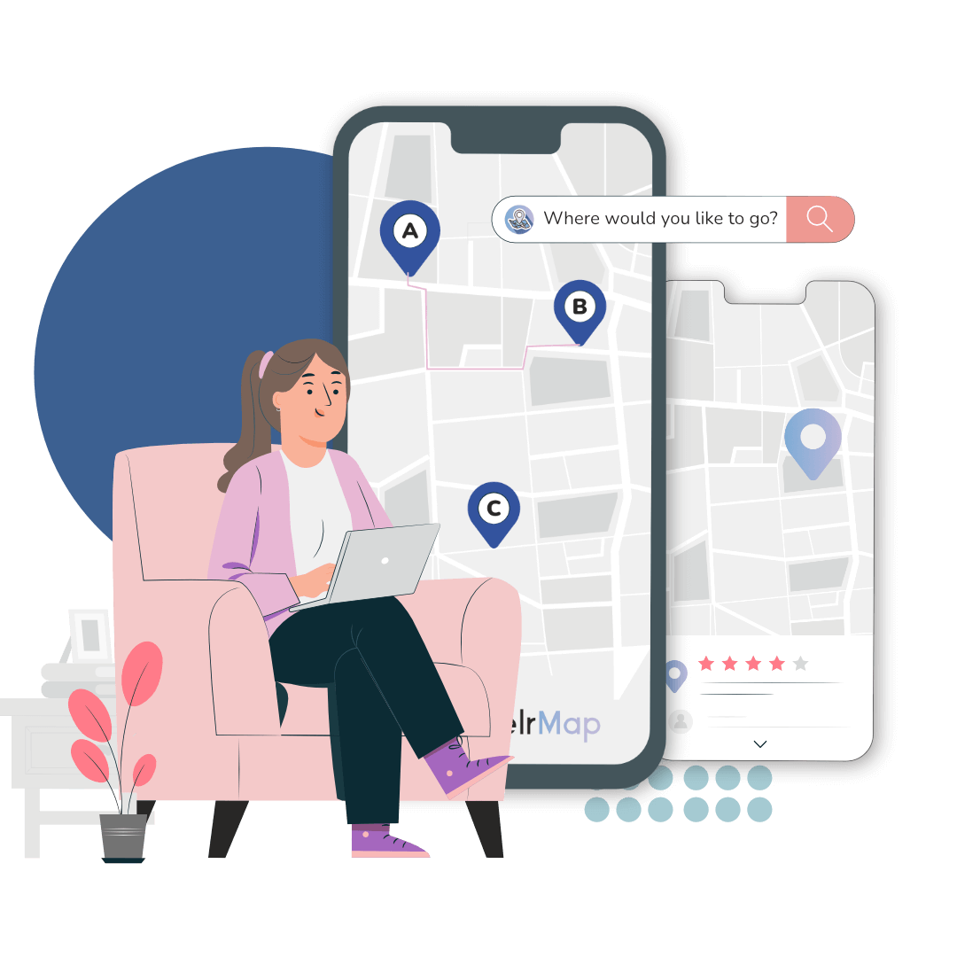 female searching next travel destination using TravelrMap